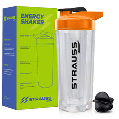 Strauss Energy Shaker Bottle, White Shade, (Orange)