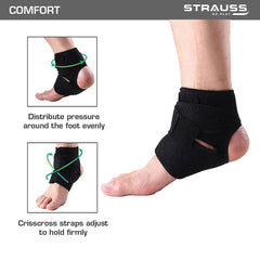 STRAUSS Ankle Support Brace, (pair), (black)