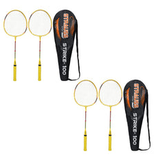 Badminton Racquet Strike 100 with Carry Bag (2 Pair) (Iron Material)