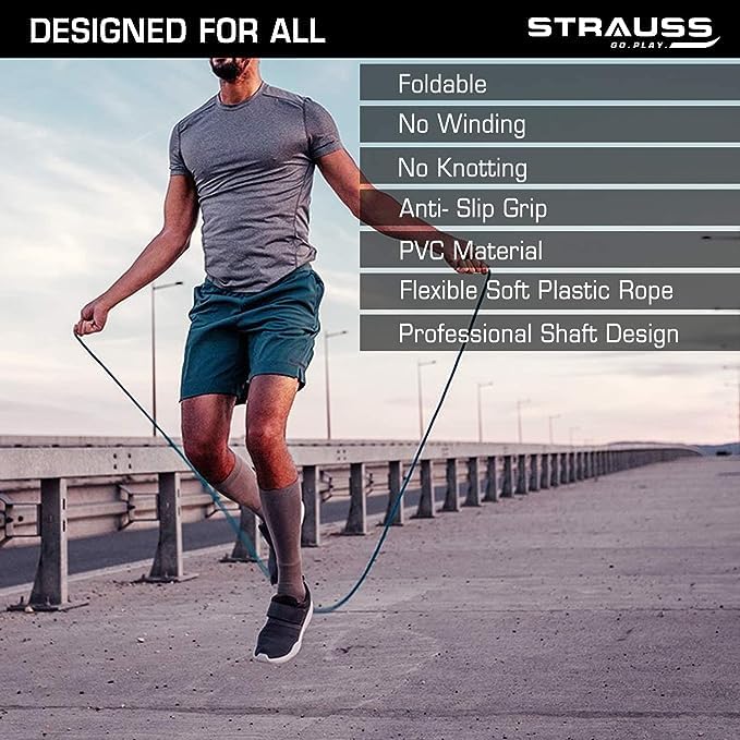 Strauss Skipping Rope, (Grey/Blue) | Pack of 12