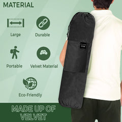 STRAUSS Velvet Yoga Mat Bag with Shoulder Strap, (Black)