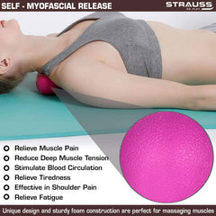 Strauss Grid Foam Roller, 33cm (Purple) and Dual Yoga Massage Ball, (Pink)