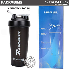 Strauss Recharge Shaker Bottle, 600 ml (Orange)