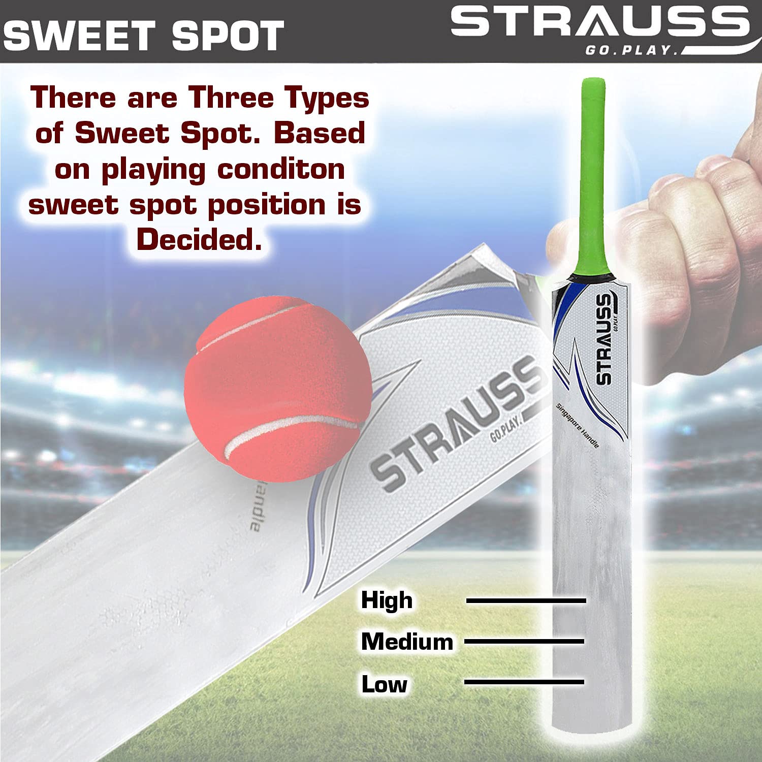 Strauss Blaster Scoop Tennis Cricket Bat,Full Duco, Silver, (Singapur Handle)