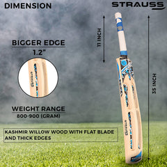 Strauss Scoop Tennis Cricket Bat | Edition: Knockout | Full Size | Kashmir Willow | Color: Blue | Lightweight | Tennis Ball Cricket Bat