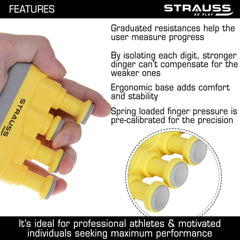 Strauss Adjustable Finger Hand Grip, (Yellow)