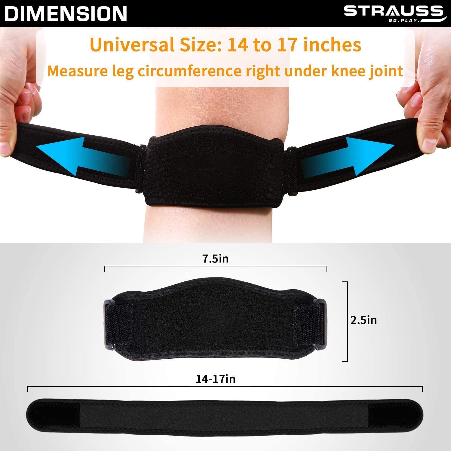 Strauss Knee Support Patella, Free Size (Single Strap)