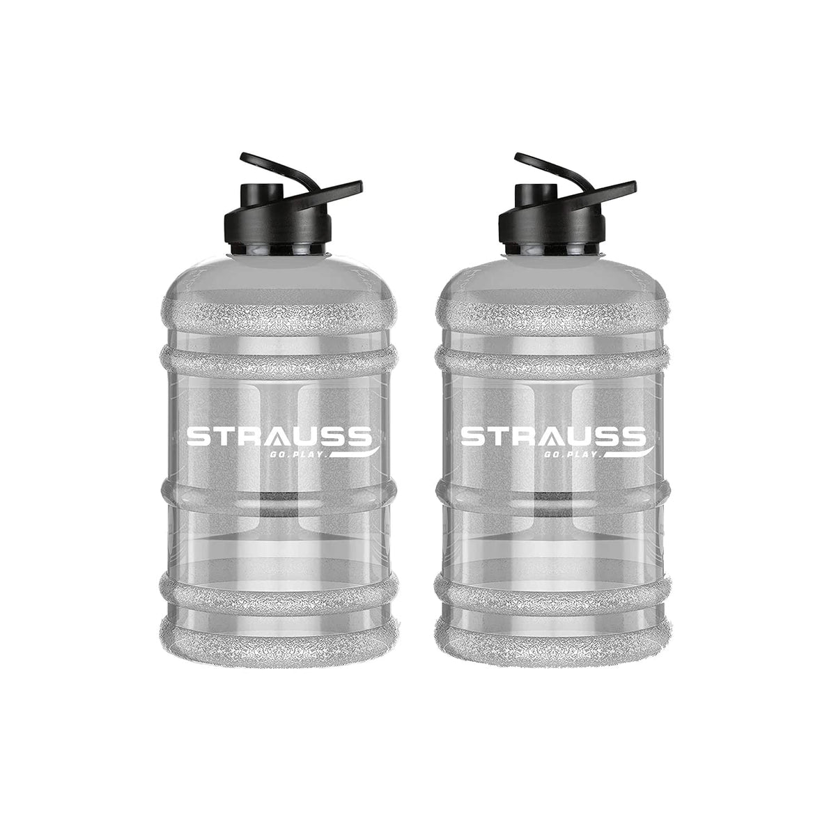 STRAUSS Gallon Shaker Water Bottle 1.5L with Mixer Ball, (Transparent, White Shade)