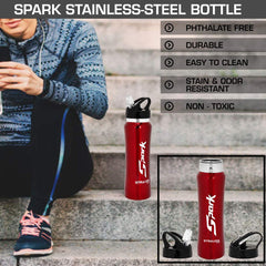 STRAUSS Spark Stainless Steel Water Bottle, Metal Finish | Sipper Bottle | Gym Bottle