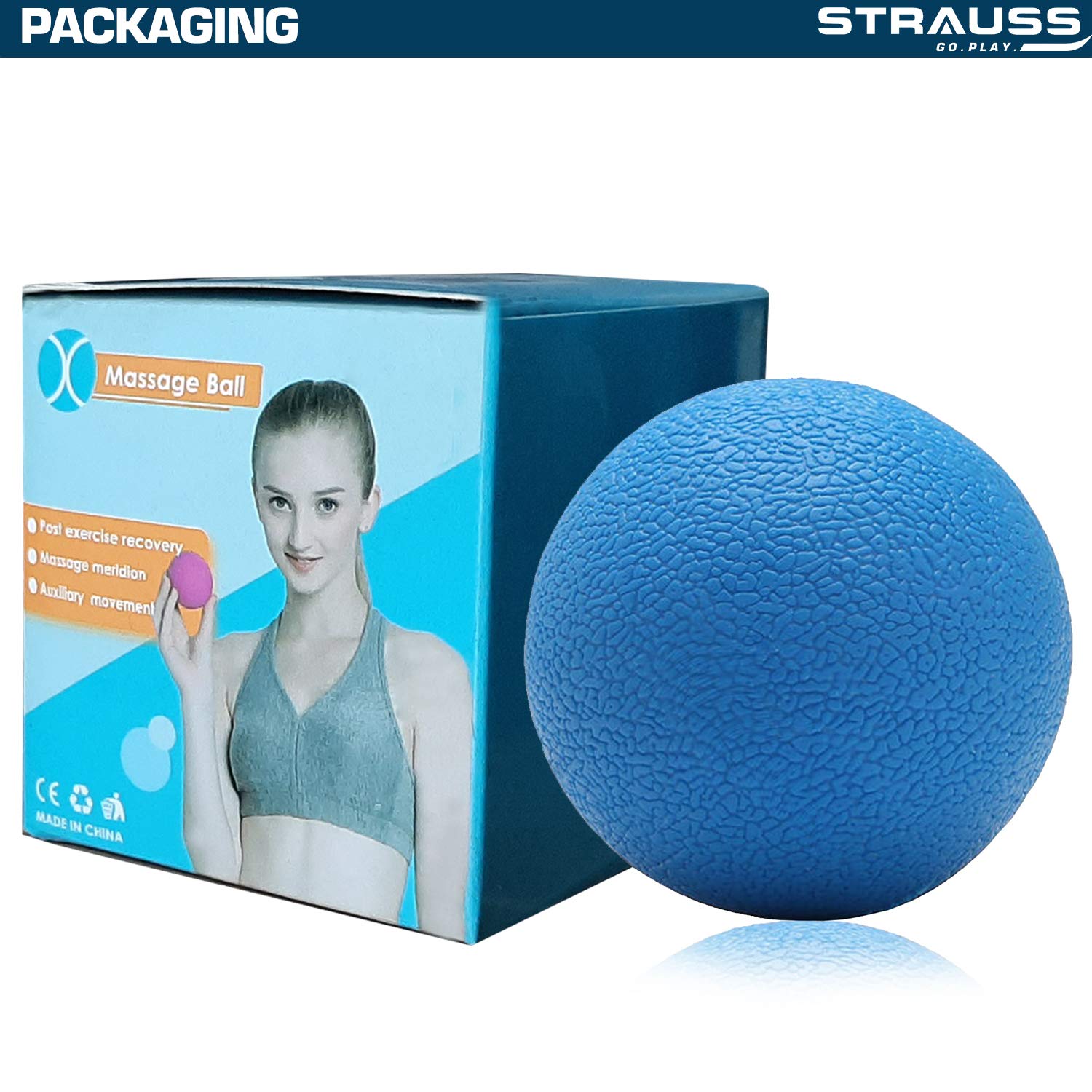 Strauss Yoga Massage Ball | Deep Tissue Massage, Trigger Point Therapy, Muscle Knots | High-Density Roller & Acupressure Ball for Pain Relief, (Blue)