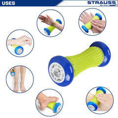 Strauss Yoga Foam Roller, 30cm (Blue) and Foot/Hand Massage Roller