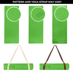 Strauss Anti Skid EVA Yoga Mat with Carry Strap, 6mm, (Green)