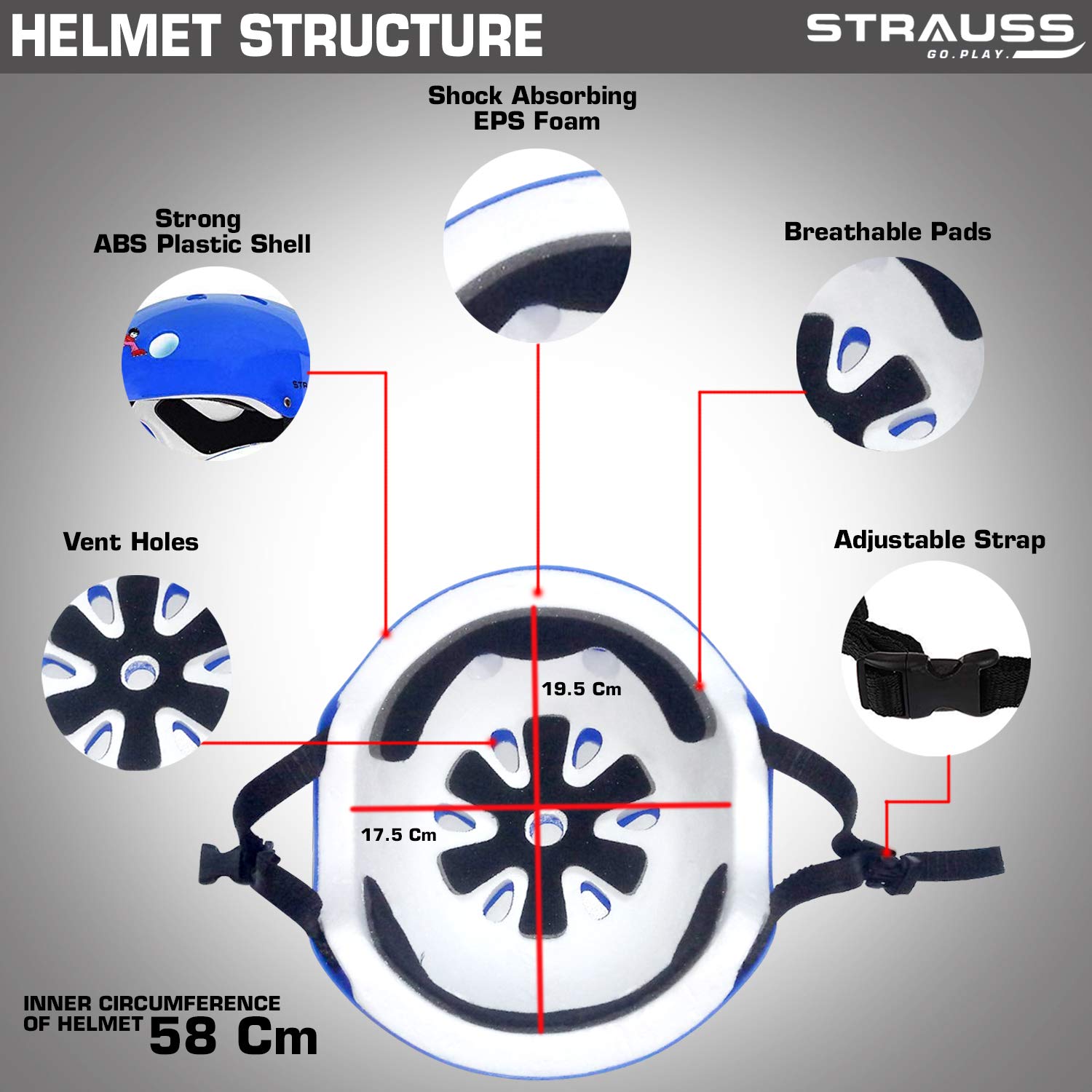 Strauss Protective Gear Set,(Red)