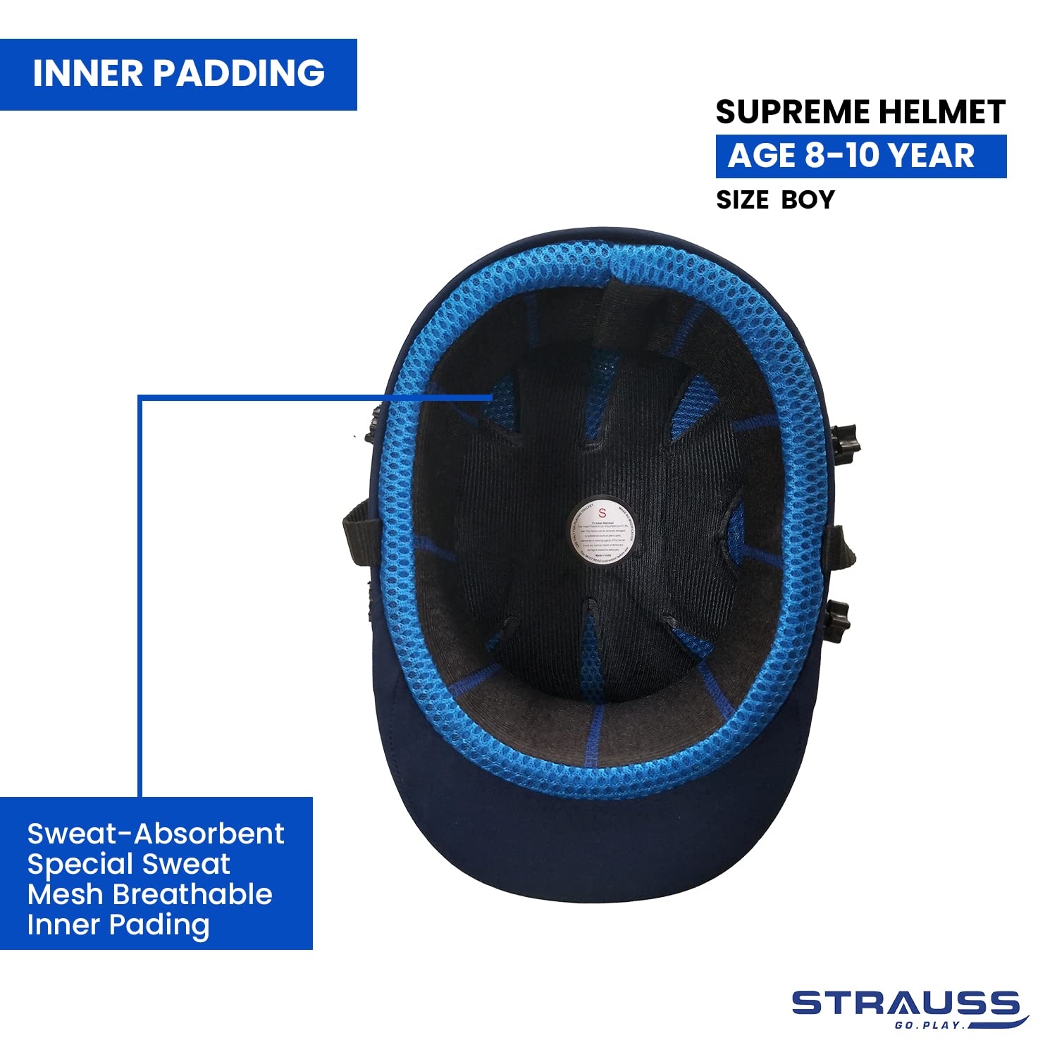Strauss Supreme Cricket Helmet with Detachable Steel Grill |Size-Boys, Age Group (8-10 Years)