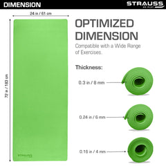 Strauss Anti Skid EVA Yoga Mat with Carry Strap, 4mm, (Green)