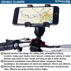 Strauss Cycle Mobile Phone Holder with Mount Bracket, (Black) and Bicycle Bottle Holder (Black)