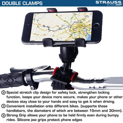 STRAUSS Cycle Mobile Phone Holder with Mount Bracket, (Black)