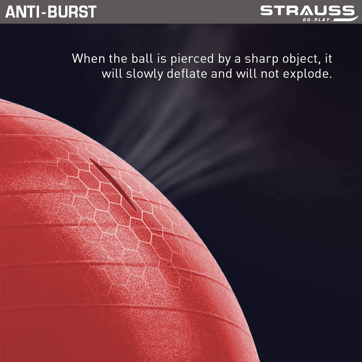 STRAUSS Anti Burst Gym Ball|Exercise Ball|Yoga Ball|Workout Ball, 85Cm (Red), Pack of 2