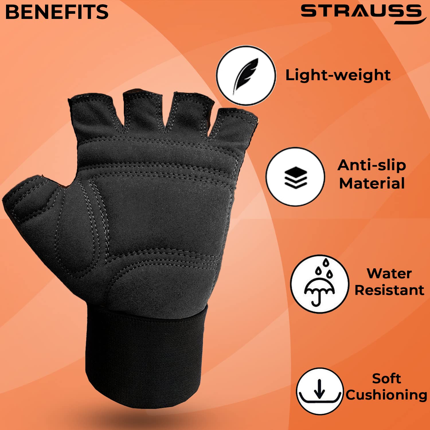STRAUSS Suede Gloves,Black,Large