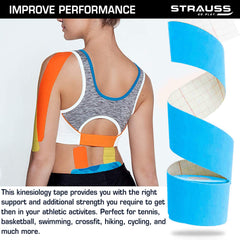 Strauss Kinesiology Sports Tape Knee, Calf & Thigh Support (Sky Blue)