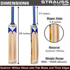 Strauss  Blaster Scoop Tennis Cricket Bat, Half Duco, Yellow, (Wooden Handle)