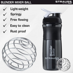 STRAUSS Blender Protein Shaker Bottle | Gym Shaker | Sipper Bottle | Gym Bottle