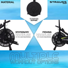 Strauss StayFit-(BSTH) Exercise Bike with Back Support,Twister & Handles, Blue