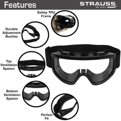 STRAUSS Adjustable Offroad Motorbike | ATV/Dirt Bike Transparent Goggle (Pack of 2)