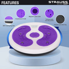 Strauss Tummy Twister | Tummy Trimmer, Abs Roller & Body Toner for Men & Women | Fat Burner Slimming Machine with Non-Slip Surface | Ideal Exercise Equipment For Home,(White/Purple)