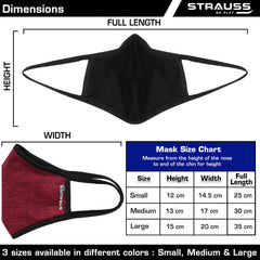 STRAUSS Unisex Anti-Bacterial Protection Mask, Black Vent, Large, (Red)