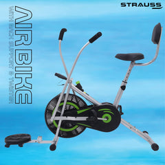 Strauss StayFit-(BST) Exercise Bike with Back Support & Twister, Green