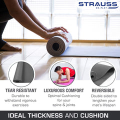 Strauss Yoga Mat, 6mm,  (Dark Grey)