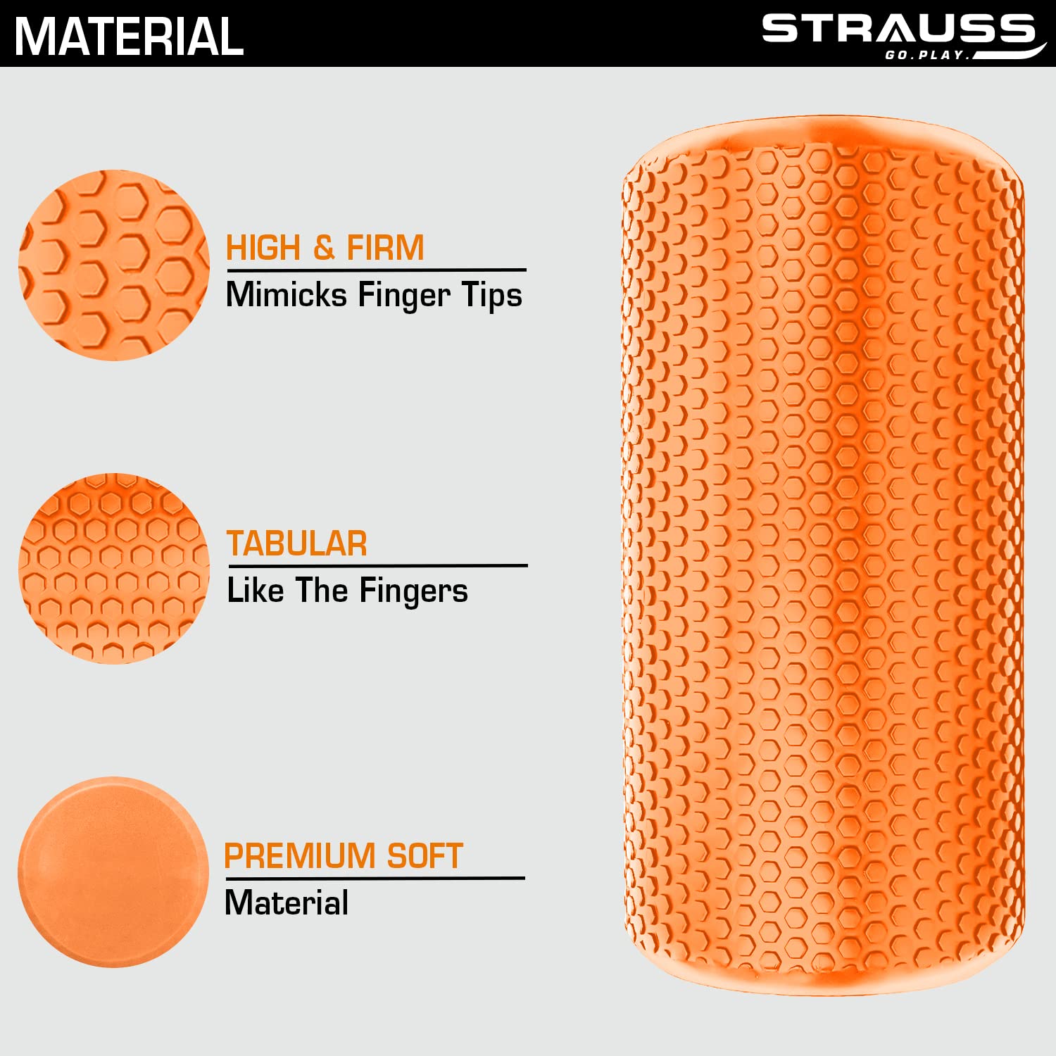 Strauss Yoga Foam Roller | Ideal For Exercise, Muscle Recovery, Physiotherapy, Pain Relief & Myofascial | Deep Tissue Massage Roller 45 Cm, (Purple)