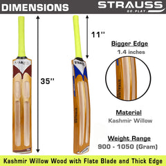 Strauss Scoop Tennis Cricket Bat | Edition: Blaster | Full Size | Kashmir Willow | Color: Golden | Lightweight | Tennis Ball Cricket Bat