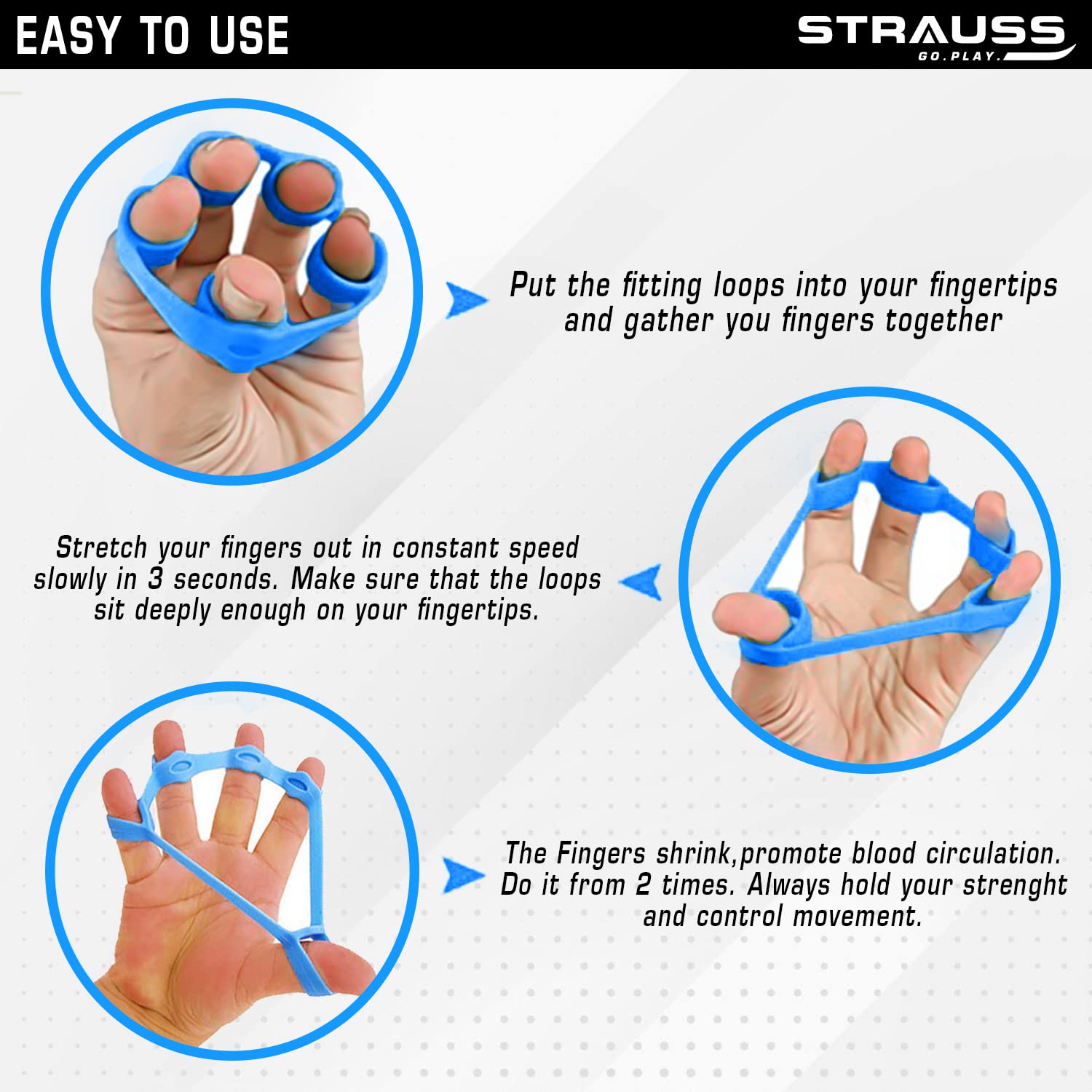 Strauss Silicon Finger Stretcher, (Blue)