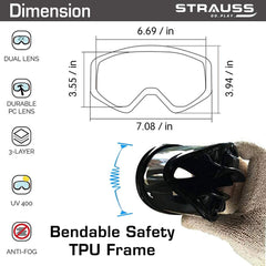 STRAUSS Adjustable Offroad Motorbike | ATV/Dirt Bike Transparent Goggle (Pack of 2)