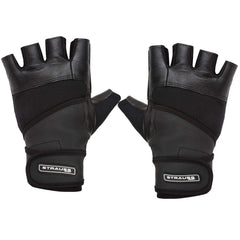 Strauss Leather Gym Gloves with Wrist Wrap (Medium) and Wrist Support, Free Size (Black)