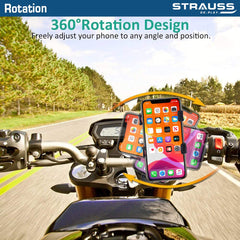 Strauss Cycle Mobile Phone Holder with Mount Bracket, (Black) and Cycling Gloves,Medium, (Black/Red)