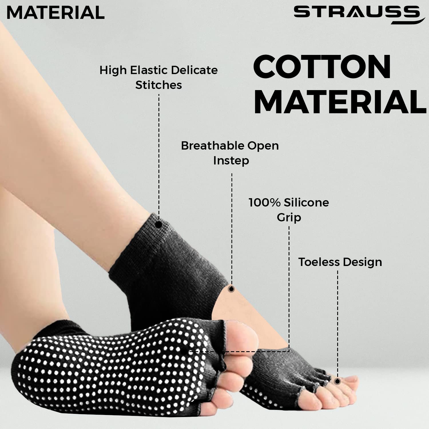 STRAUSS Yoga Socks,for women (Black) – StraussSport