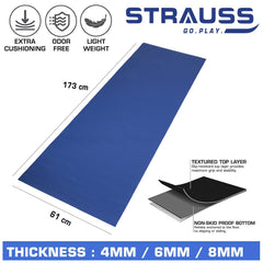 Strauss Extra Thick Yoga Mat with Carrying Strap, 13 mm (Black)