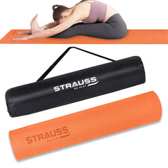 Strauss Anti Skid EVA Yoga Mat with Carry Bag, 6mm, (Orange)