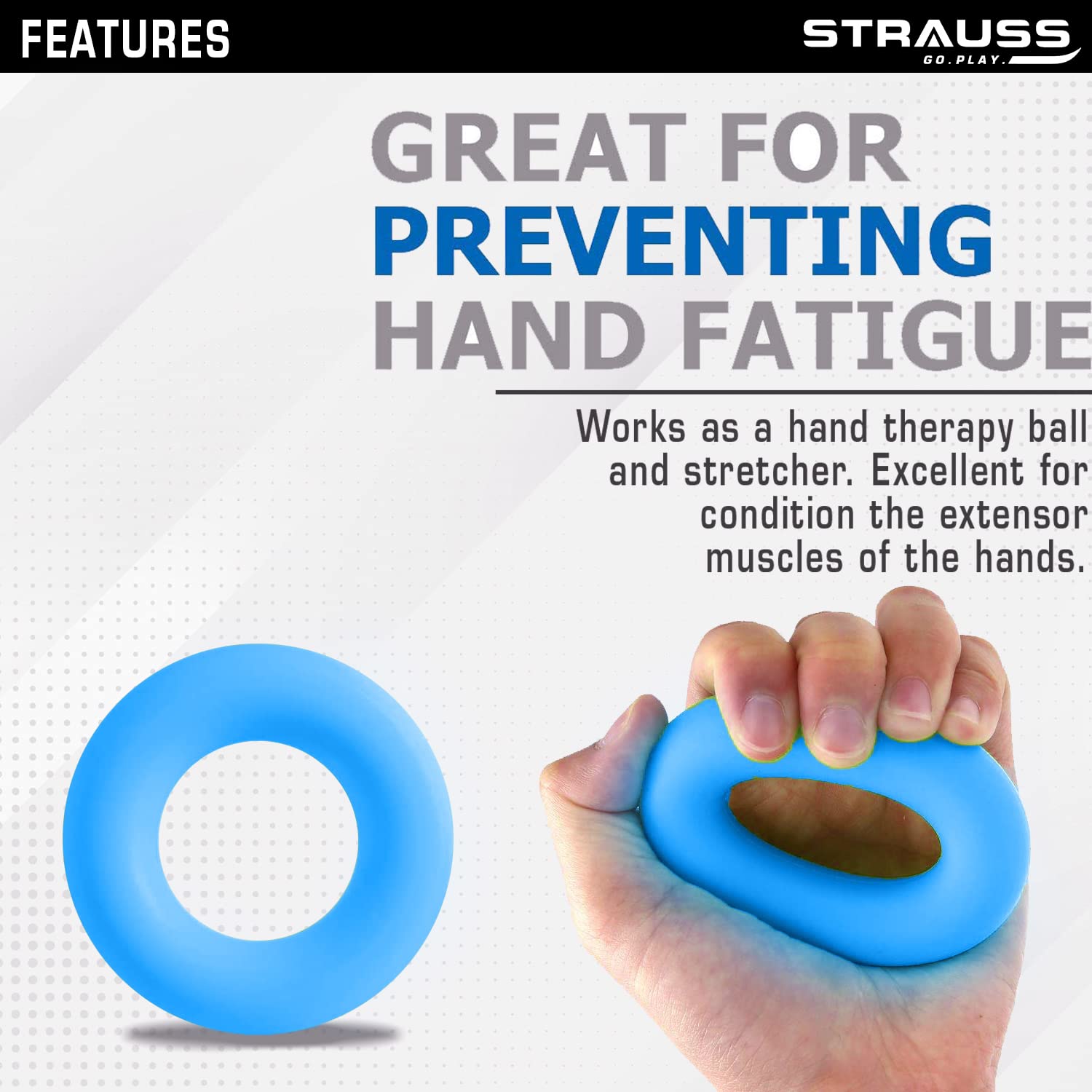 Strauss Silicon Palm Hand Grip Exerciser, (Blue)