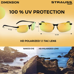 STRAUSS UV 400 Sunglasses, (Yellow)