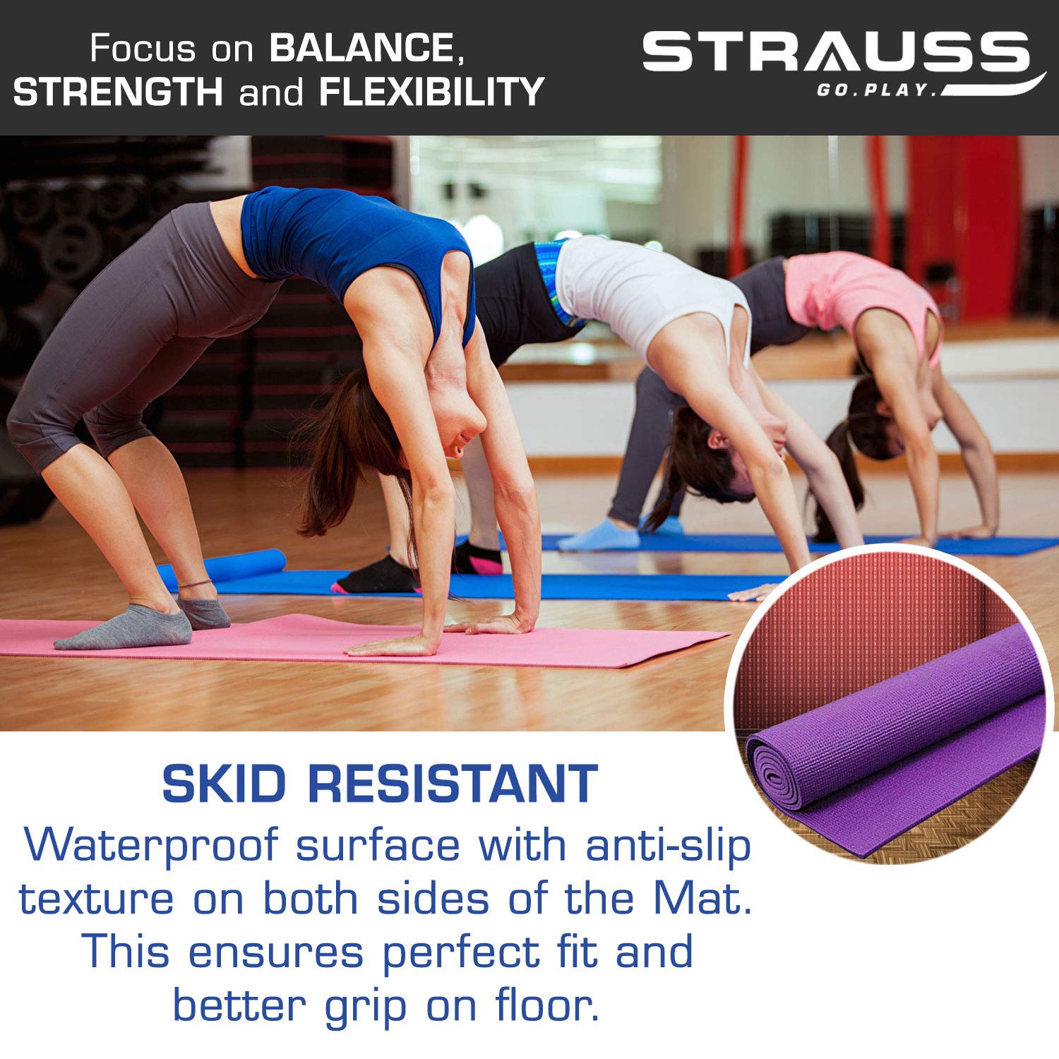 Strauss Yoga Mat, 6 mm (Purple)