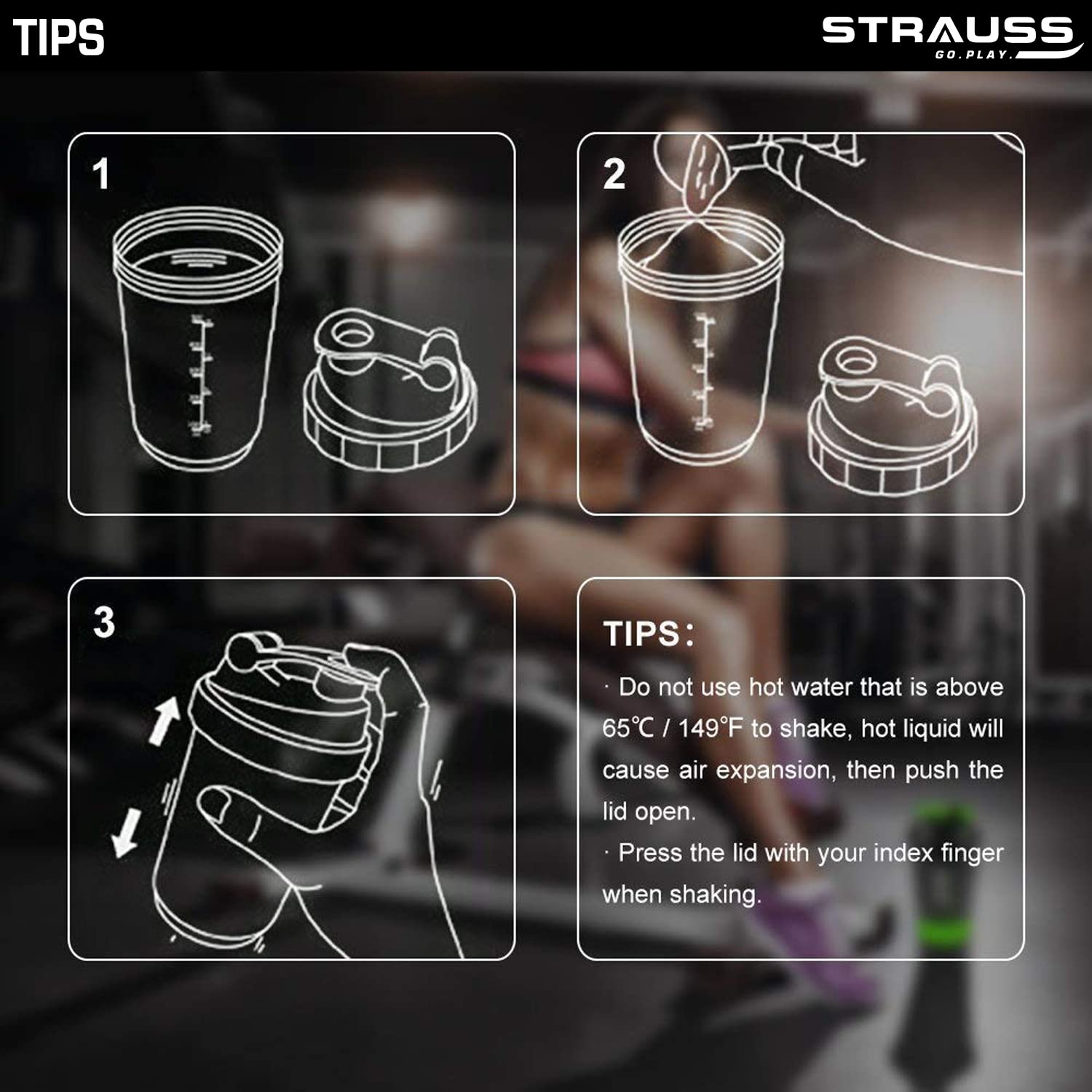 Strauss Energy Shaker Bottle, White Shade, (Orange)