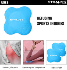 Strauss Yoga Knee & Elbow Cushion Pad | Support for Knees, Hands, Wrists, Elbows | Ideal for Planks, Push-ups, Yoga, Meditation, Pilates & Workout | Padding for Joint Protection and Stability, (Blue)