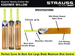 Strauss Kashmir Willow Double Blade Cricket Bat, (Plain)