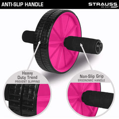 Strauss Premium Exercise Wheel Ab Roller with Foam Handles, (Pink)