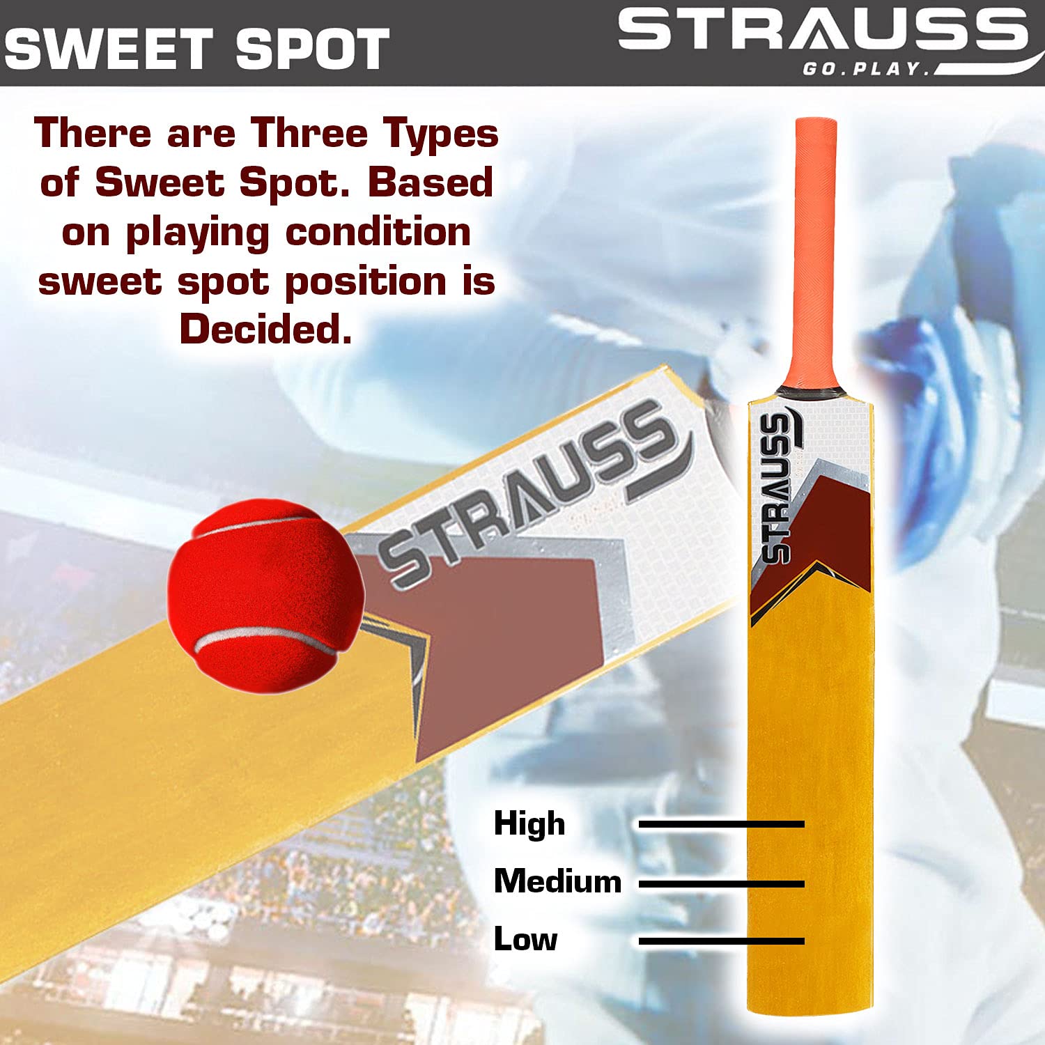 Strauss Supreme Scoop Tennis Cricket Bat, Full Duco, Yellow, (Wooden Handle)