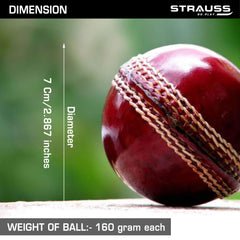 STRAUSS Cricket Leather Ball, 4 Piece, (Pack of 2)